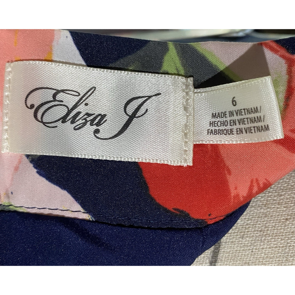 Eliza J Navy Floral High Low Cascade Ruffle Womens 6 Wedding/Peasant Skirt - Picture 3 of 12